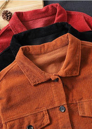 Women Orange Fashion Clothes Wardrobes Lapel Button Down jackets - bagstylebliss