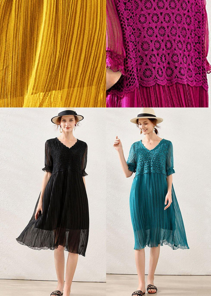 Women Peacock blue Chiffon A Line Spring Long Dresses Short Sleeve - bagstylebliss