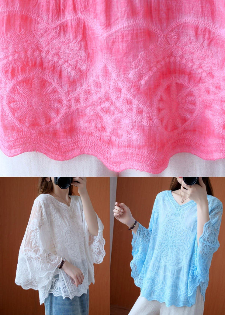 Women Pink Asymmetrical Design Summer Lace Top - bagstylebliss