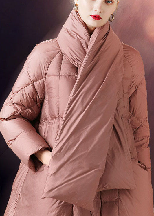 Frauen Rosa Stehkragen Taschen Lässige Winter Entendaunen