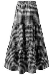 Women Plaid Pleated Lace-Up Elastic Waist Swing Skirts - bagstylebliss