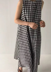 Women Plaid Pockets Cozy Long Dress Summer