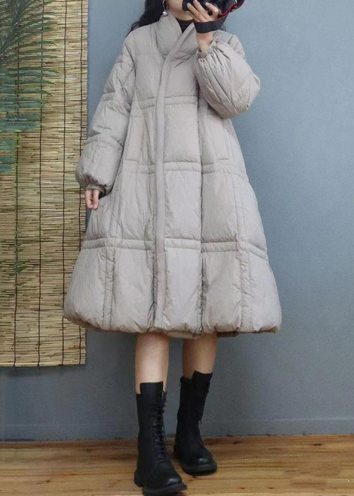 Women Red Button Patchwork Duck Down Long Coat Winter