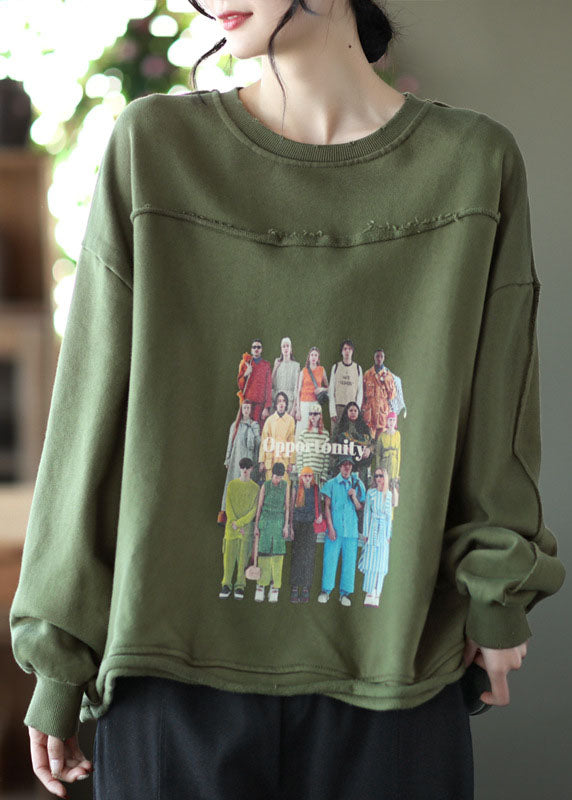 Frauen Roter Druck Baumwolle Lose Sweatshirts Top Frühling