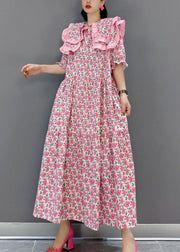 Women Red Ruffled wrinkled long Dress Spring