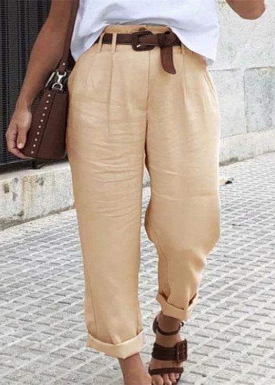 Women Simple Solid Color Pocket Casual Pants - bagstylebliss