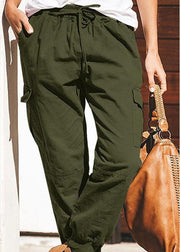 Women Solid Color Cotton Pockets Overalls Trouser Pants - bagstylebliss