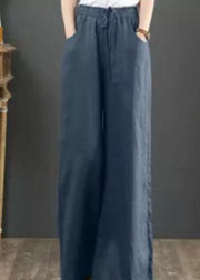 Women Solid Color Elastic Waist Drawstring Wide Leg Pants With Pocket - bagstylebliss