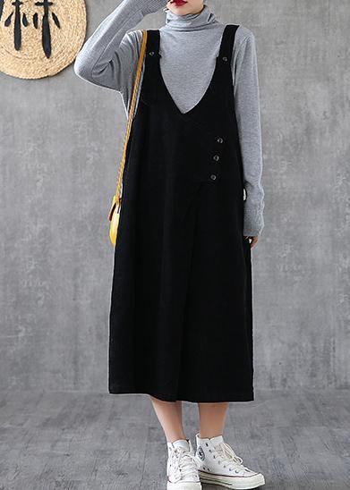 Women Spaghetti Strap pockets cotton clothes Women Fashion Ideas black long Dresses - bagstylebliss