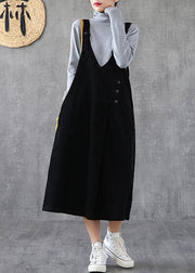 Women Spaghetti Strap pockets cotton clothes Women Fashion Ideas black long Dresses - bagstylebliss