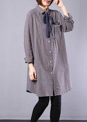 Women Spring Cat Lacing Stripe Loose Shirt