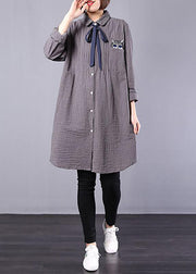 Women Spring Cat Lacing Stripe Loose Shirt