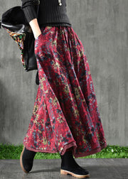 Women Spring Double Layers Black flower Printing Skirt