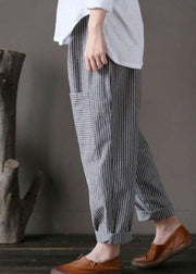 Women Stripe Elastic Waist Casual Loose Harem Pants - bagstylebliss