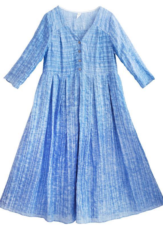 Women Summer Dress Design Blue Striped Dresses - bagstylebliss