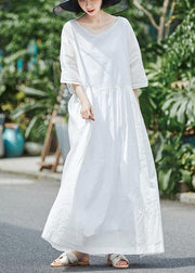 Women White Dresses Kaftan Sundress - bagstylebliss