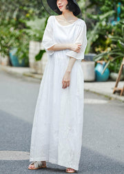 Women White Dresses Kaftan Sundress - bagstylebliss