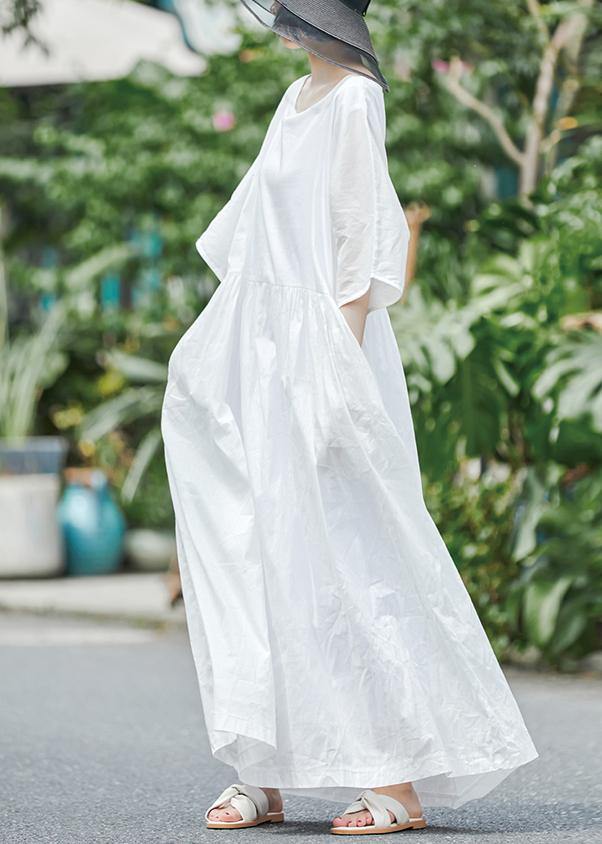 Women White Dresses Kaftan Sundress - bagstylebliss