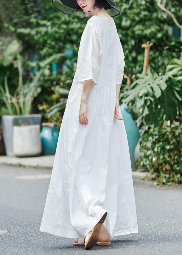 Women White Dresses Kaftan Sundress - bagstylebliss