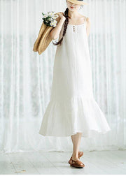Women White Summer Patchwork Cotton Maxi Dress - bagstylebliss