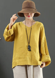 Women Yellow Clothes V Neck Embroidery Dresses Spring Blouse - bagstylebliss