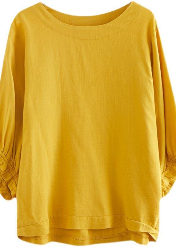 Women Yellow Ruffled Cotton Summer Shirt Top - bagstylebliss