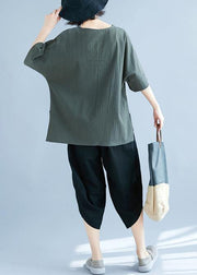 Women army green linen cotton clothes For Women Omychic Tops hooded side open Midi Summer tops - bagstylebliss