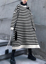 Women beige striped Sweater outfits Design o neck Hole DIY  sweater dresses - bagstylebliss