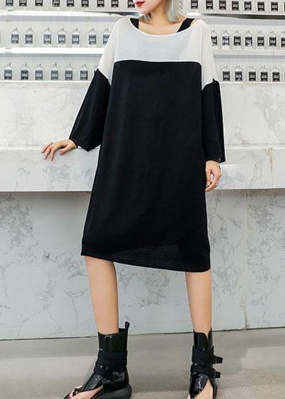 Women black Cotton Wardrobes patchwork cotton Dresses - bagstylebliss