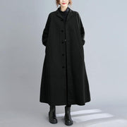 Women black Fashion coats Sewing lapel Button Down coats - bagstylebliss