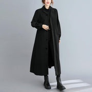 Women black Fashion coats Sewing lapel Button Down coats - bagstylebliss