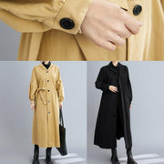 Women black Fashion coats Sewing lapel Button Down coats - bagstylebliss