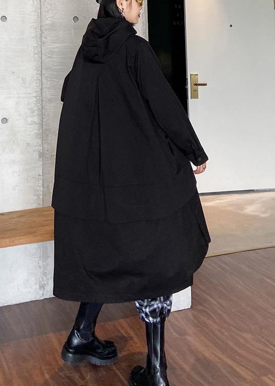Women black Fine clothes Photography hooded zippered fall women coats - bagstylebliss