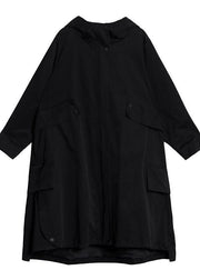 Women black Fine clothes Photography hooded zippered fall women coats - bagstylebliss