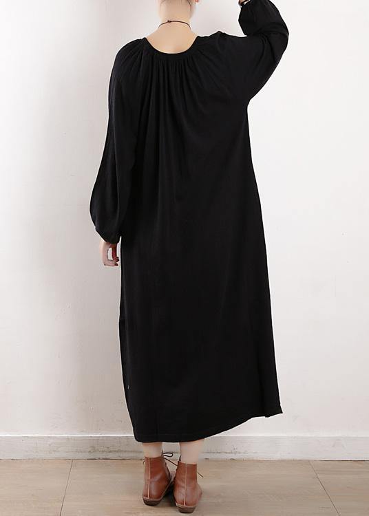 Women black Sweater dresses plus size o neck Cinched oversized fall knitwear - bagstylebliss