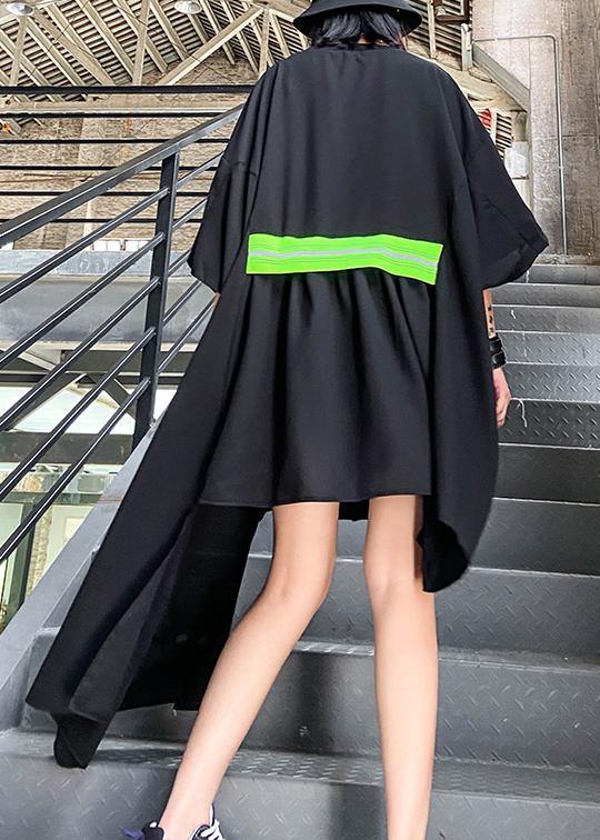 Women black clothes o neck asymmetric Art Dresses - bagstylebliss