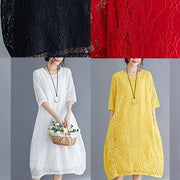 Women black cotton Tunic Mom Photography Half sleeve o neck loose Summer Dresses - bagstylebliss