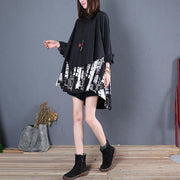 Women black cotton clothes For Women patchwork daily fall long shirt - bagstylebliss