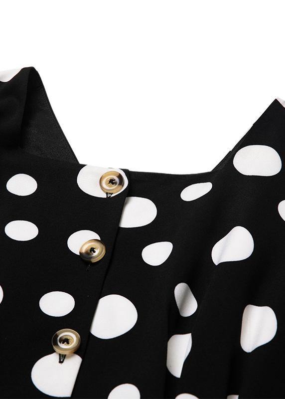 Women black cotton clothes winter big hem dotted Dresses - bagstylebliss