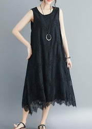 Women black laceclothes For Women o neck Kaftan summer sleeveless Dress - bagstylebliss