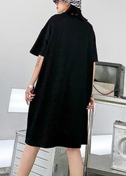 Women black outfit o neck patchwork Plus Size summer Dresses - bagstylebliss