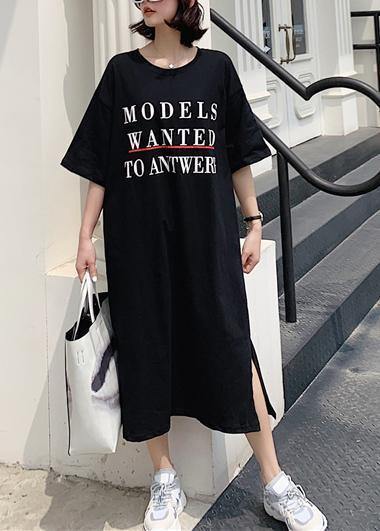 Women black side open cotton tunics for women back hollow out cotton robes summer Dress - bagstylebliss