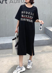 Women black side open cotton tunics for women back hollow out cotton robes summer Dress - bagstylebliss