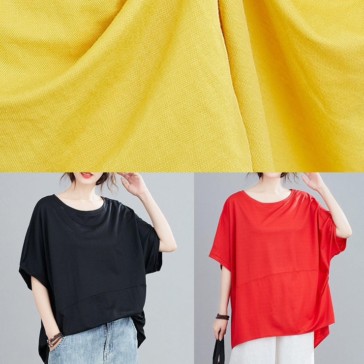 Women black top silhouette o neck Batwing Sleeve baggy shirts - bagstylebliss