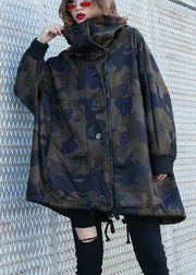 Women camouflage fine Coats Photography high neck Button Down fall coats - bagstylebliss