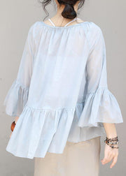 Women cotton Long Shirts boutique Summer Pleated Hem Loose Casual Blouse - bagstylebliss