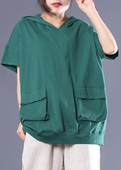 Women cotton linen tops women Vintage Cotton Solid Hooded Double Pockets Blouse - bagstylebliss