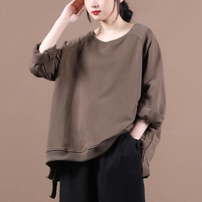 Women dark gray clothes For Women o neck Art fall tops - bagstylebliss