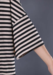 Women drawstring hooded cotton tunic pattern Tunic Tops black striped blouse summer - bagstylebliss