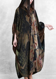 Women floral Robes stand collar Batwing Sleeve Kaftan summer Dress - bagstylebliss